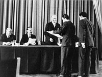 205  Berlin: graduation: diploma award ceremony  Dusan RADIVOJEVIC,  Olivier GISCARD d'Estaing, Herr PIRKHAM, Dominique D and Arnold von B